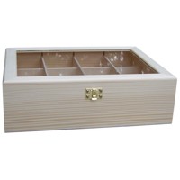 Tea box for 12 sorts of tea with a transparent lid