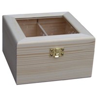 Tea box for 4 sorts of tea with a transparent lid