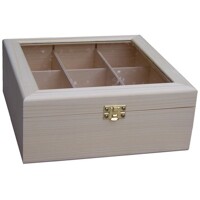 Tea box for 9 sorts of tea with a transparent lid