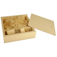 Wooden box for photographs and a flash drive