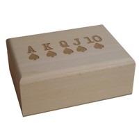 Wooden case for a set of tarot or rummy cards with engraving