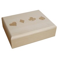 Wooden case for two sets of cards with engraving