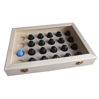 Box for coffee capsules with transparent lid