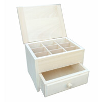 Angular jewellery box with one drawer, linden wood